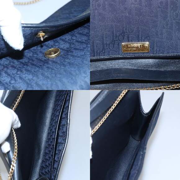 DIOR Trotter Canvas Chain Shoulder Bag Navy - Picture 11 of 12